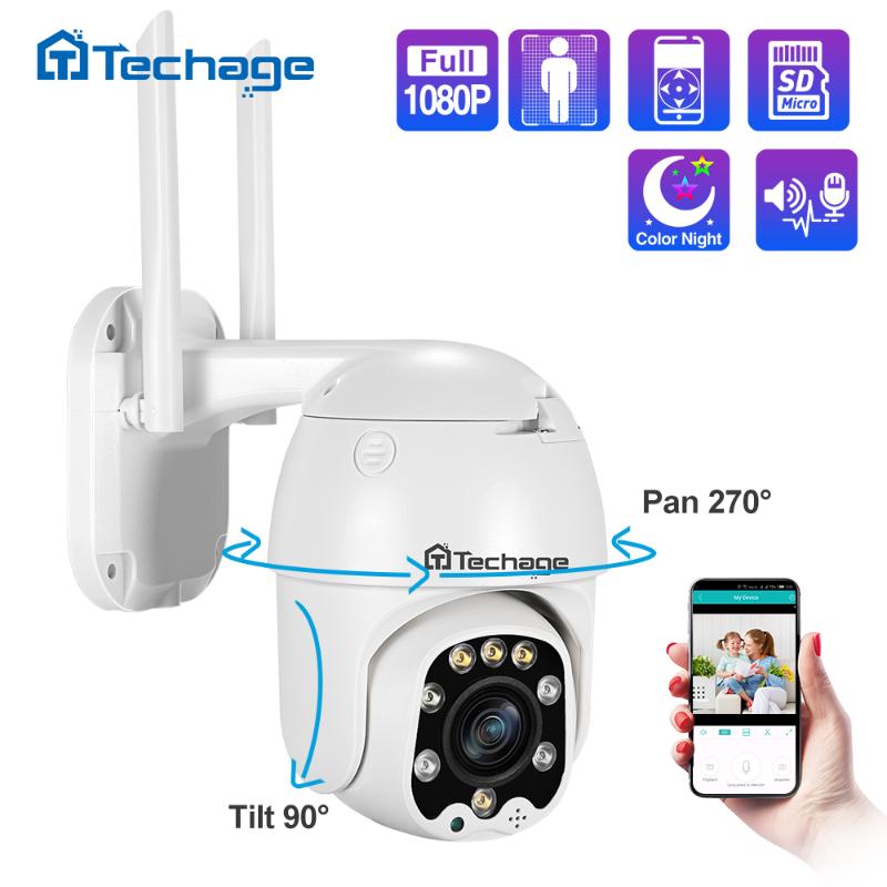 

Techage 1080P Pan/Tilt 4x Optical Zoom PTZ IP Camera Night Vision IP66 Waterproof Outdoor HD Onvif Security CCTV Surveillance