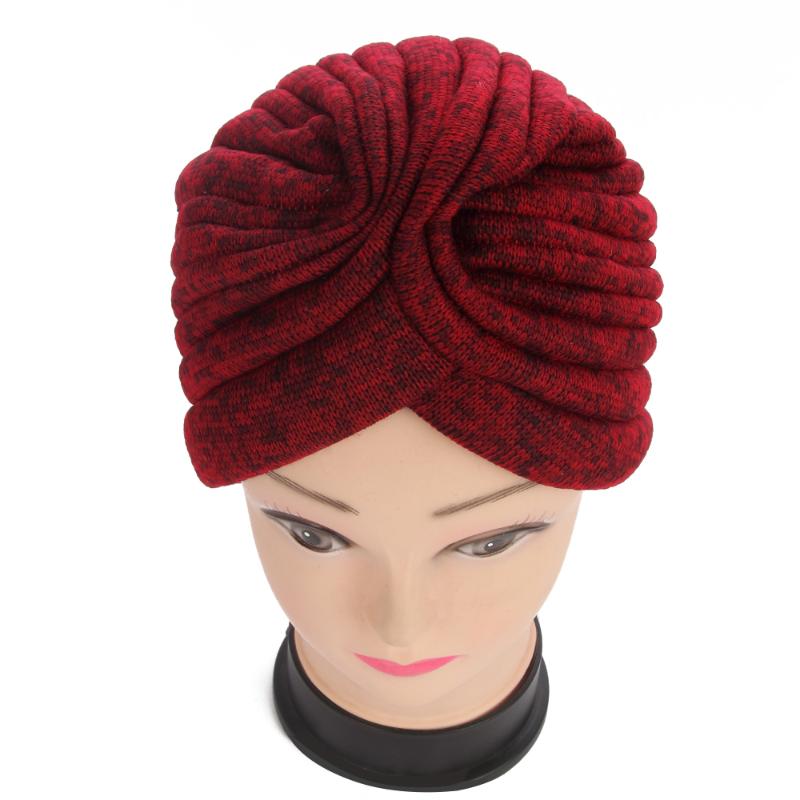 

FOXMOTHER 2020 New Burgundy Black Blending Warmer Turban hats Women Winter