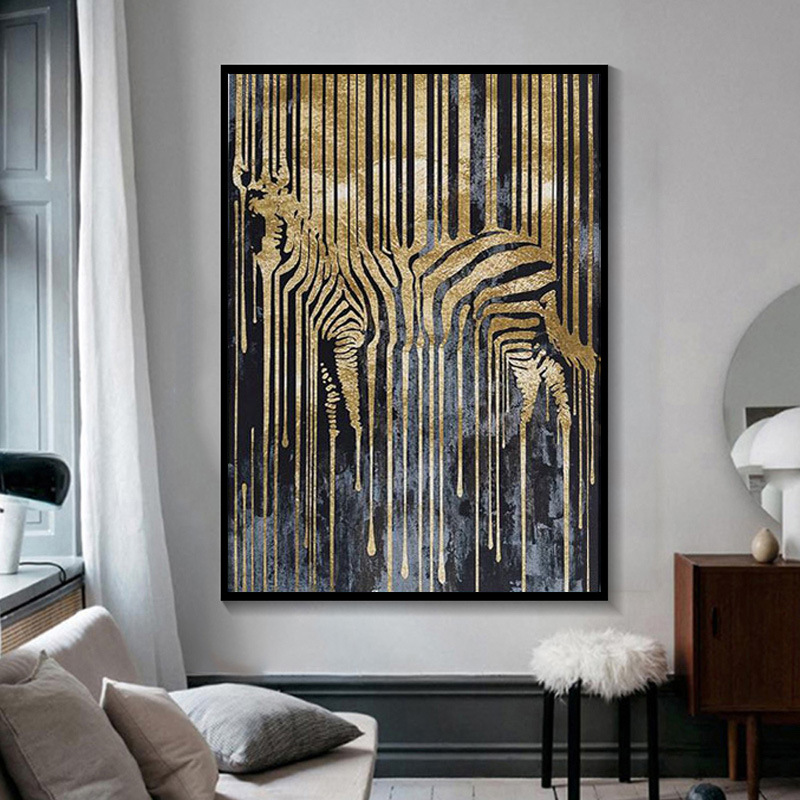 

Canvas Painting Wall Posters and Prints Golden zebra Wall Art Pictures For Living Children Room Decoration Dining Entrance Hotel Home Decor