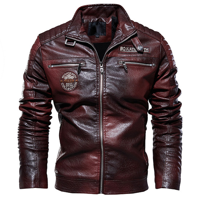 

New Autumn And Winter High Quality Fashion Coat Leather Jacket for Cool Guys, Black