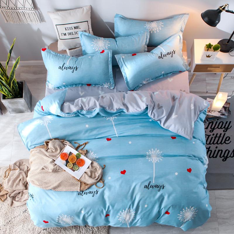 

58 Home bedding 4pcs flat sheet set blue heart bed linen set sheet pillowcase&duvet cover Cute bird child bedclothes, Damailetian020