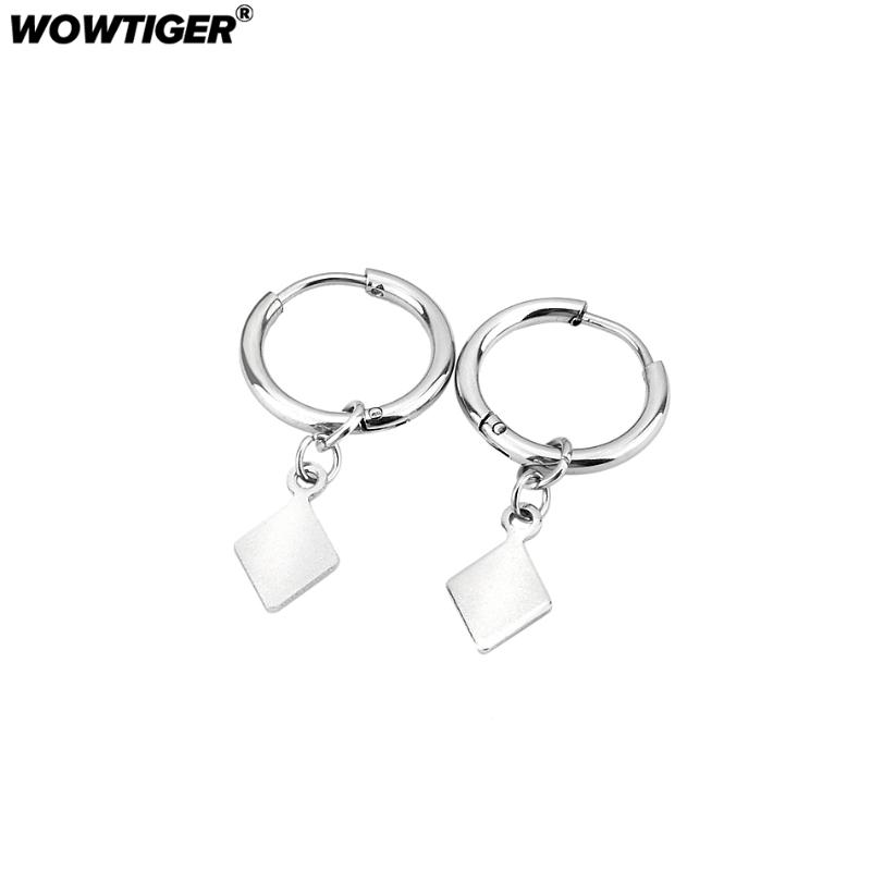 

Stud WOWTIGER Stainless Steel Clip On Earrings For Women And Men Korea Fashion No Ear Hole Earring Jewelry Gift Wholesale