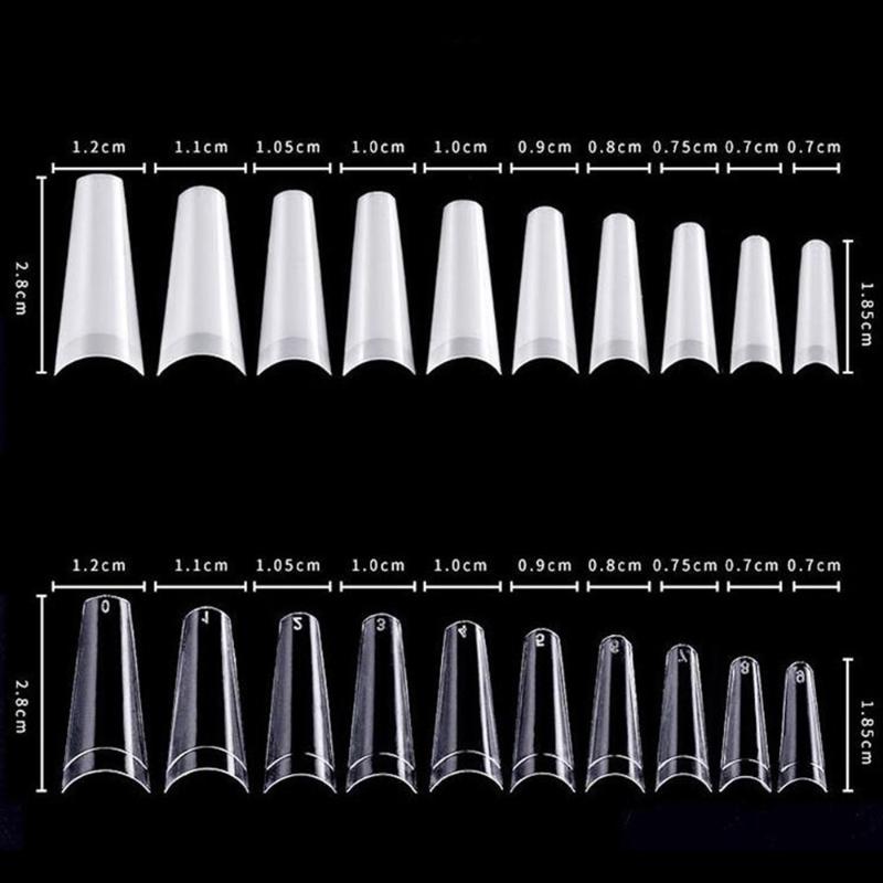 

False Nail Acrylic Gel Nail Manicure Decor Art Tips Beauty Tool Clear/Natural False Coffin Nails Art Tips Half Cover Curve, White