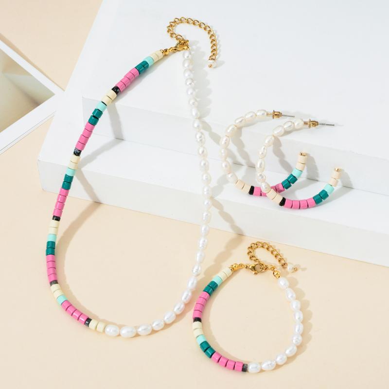 

Luxury Fashion Natural Pearl Choker Pink Beads Chain Necklaces For Women Luxury Trendy Necklace Wedding Party Jewelry Gifts