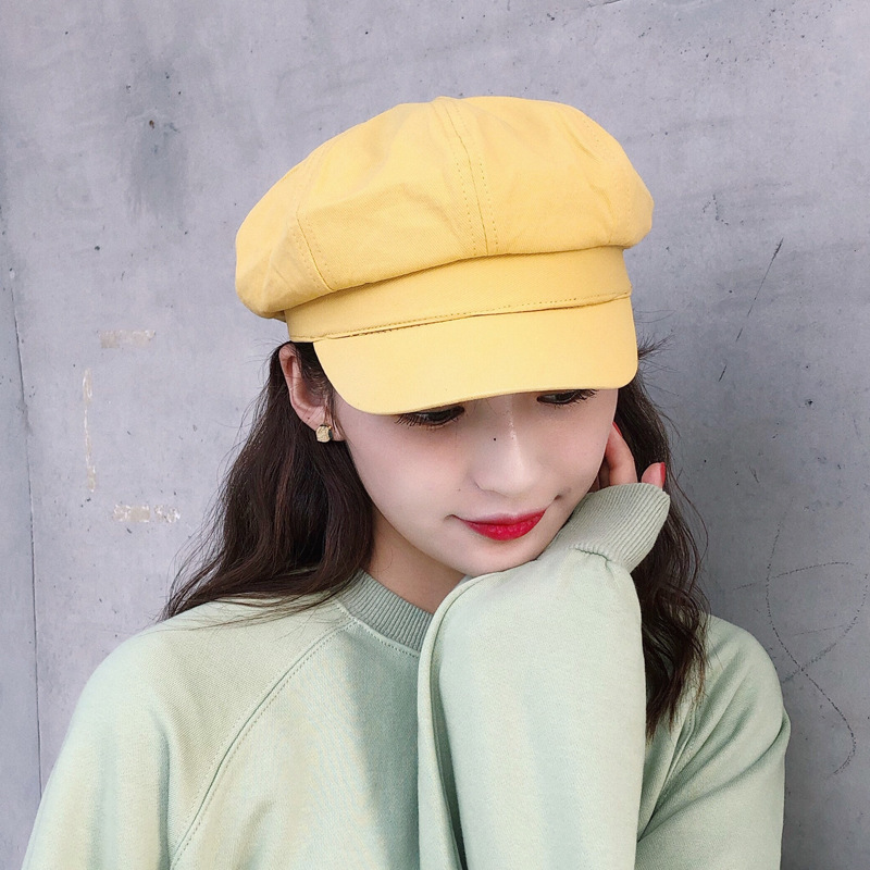 

Kapelusz Fashion Art Pure Color Beret Women Autumn and Winter Korean Version Chapeau Femme Sombrero Cappello Donna Czapka Zimowa, Black