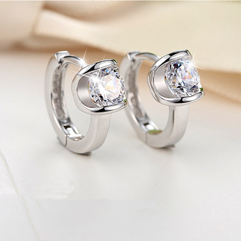 

Huitan New Arrival Dainty Women Hoop Earring Mosaic Round Cubic Zircon Elegant Female Wedding Party Earrings Fashion Jewelry
