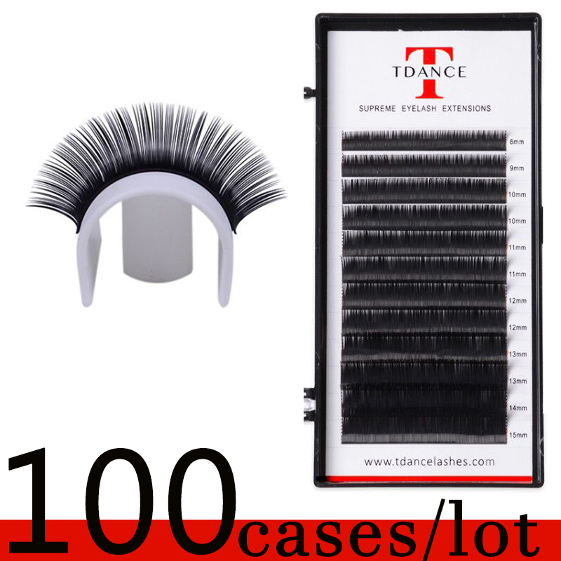 

TDANCE 100pcs/lot Natural Eyelash Extension Individual Eyelash Extension Faux Silk Lashes