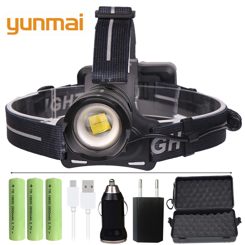 

XHP70.2 Powerful LED headlamp 4200lm headlight 3 modes use 18650 battery xhp50 Zoomable Head Torch lamp