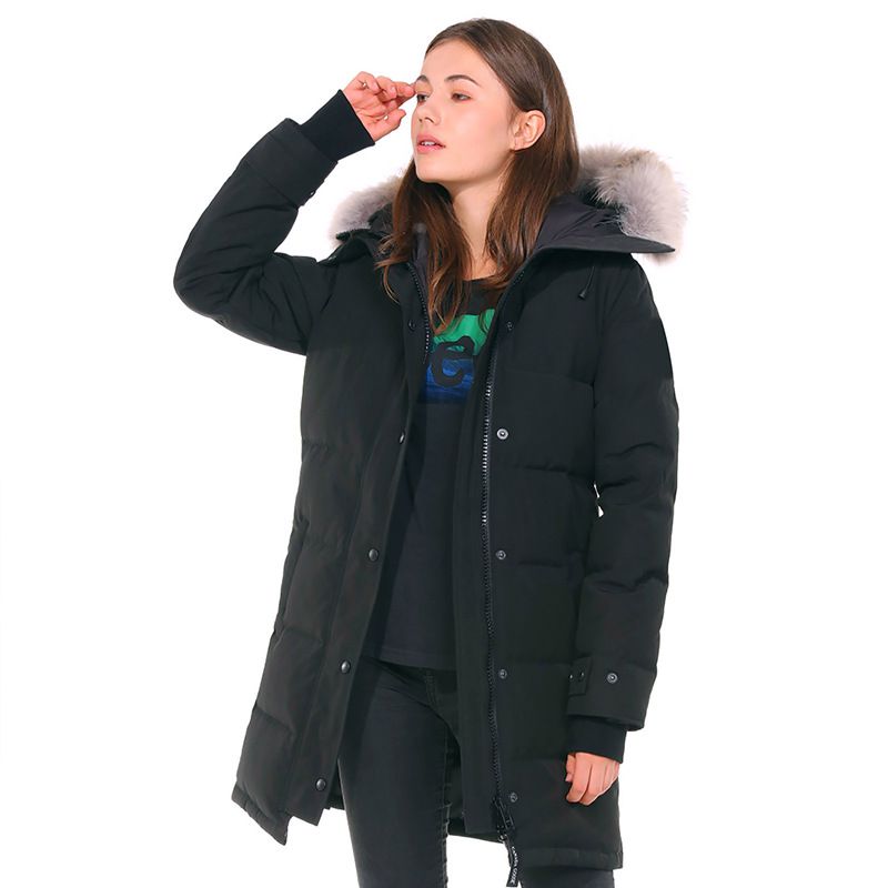 

Hot Winter Canada Women Parka Thick Warm Fur Removable Hooded Down Jacket Women's Slim Coat High Quality Doudoune 1, Black