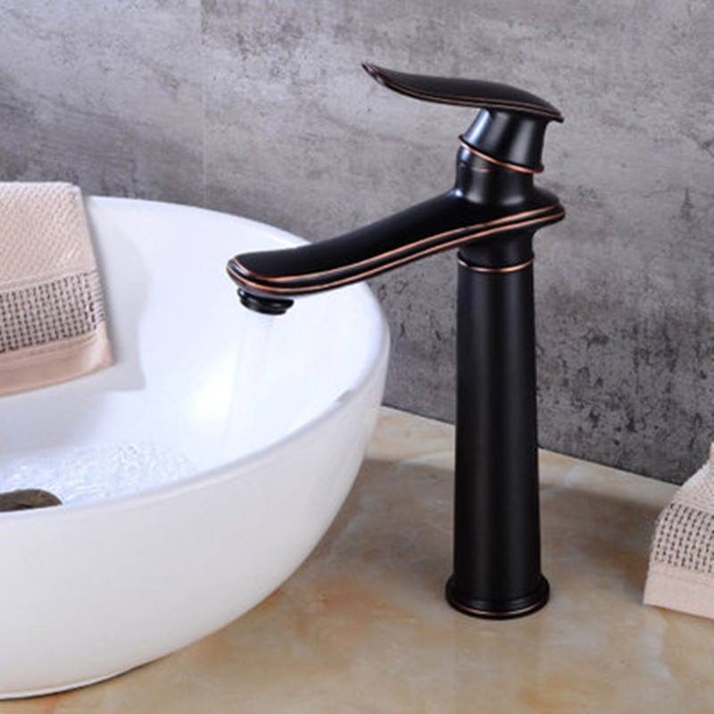 

Black ancient basin faucet, upper basin cold and hot water faucet, bathroom lower retro European faucet
