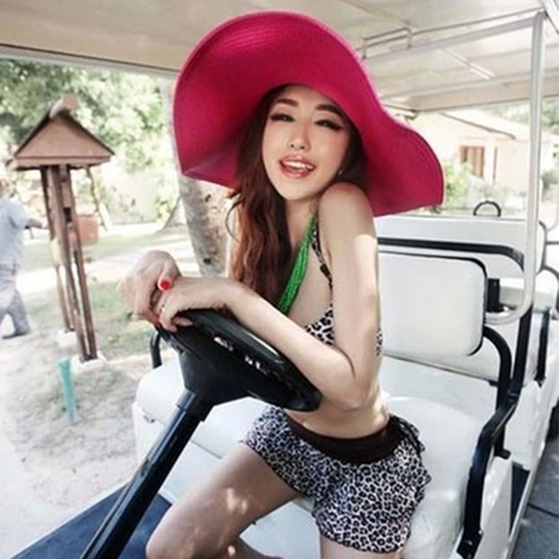 

Summer Fashionable Soft Straw Hats Casual Travel Wide-brimmed Sunny Hats Foldable Beach for Women beach girls wholesale, Purple