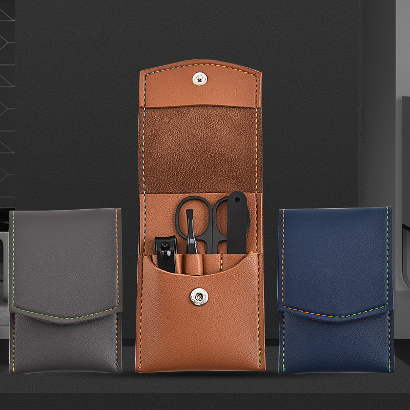 

4Pcs/Set Multifunction Nail Clippers Set Stainless Steel Black Pedicure Scissor Tweezer Manicure Set Kit Nail Art Tools With Bag