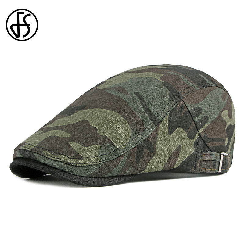 

FS Summer Army Green Camouflage Beret Cap Men Women Solid Berets Slouchy Hat Peaky Blinder Flat Caps Casquette Gorras Hats