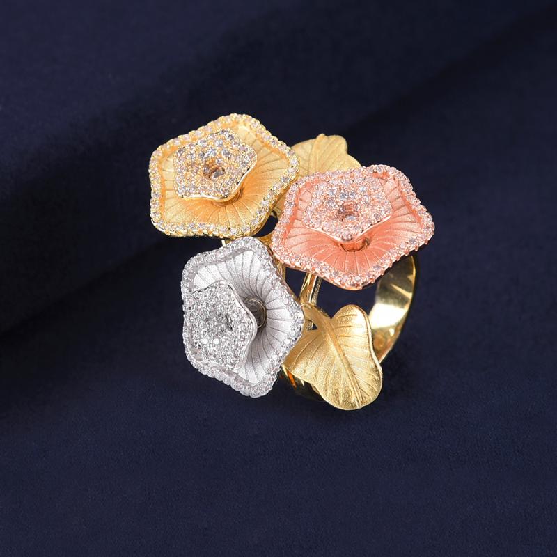 

GODKI Famous Design Luxury Statement Flowers Ring For Women Wedding Cubic Zircon Engagement Dubai Punk Bridal Top Finger Rings