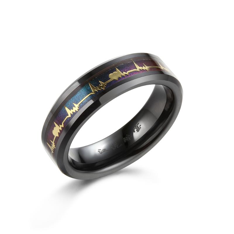

Heartbeat Couples Rings Ceramic Rings For Men Black Ceramic Women High Polished Ring Wide 6mm 8mm