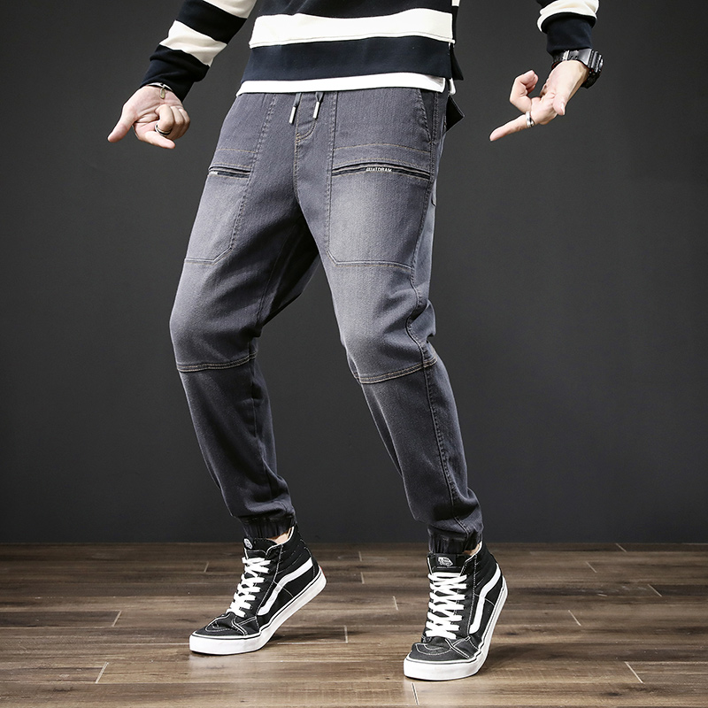 

The new haroun pants high elastic jeans are male, Black