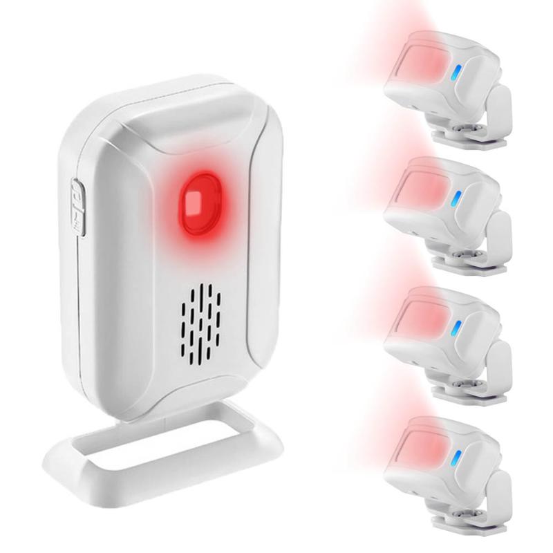 

Wireless Shop Store Home Security Welcome Chime Doorbell 4x Infrared PIR Motion Sensor Movement Detector Entry Alarm Bell DIY