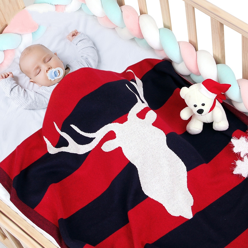 

Baby Blankets Monthly Kids Stroller Wrap Christmas Newborn Knitted Cotton Super Soft Deer Blanket Toddler Bedding Infant Swaddle, Green