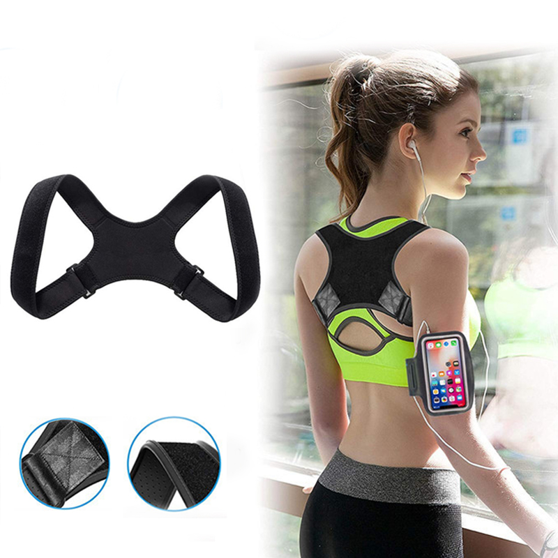

Back Support Unisex Posture Corrector Belt Adjustable Corset For Rug Clavicle Spine Brace Lumbar, Black