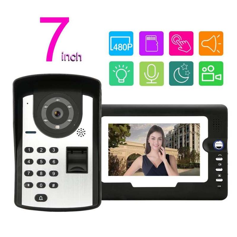 

7in LCD Display Password Fingerprint Video Door Visual Intercom Doorbell with NO Lock