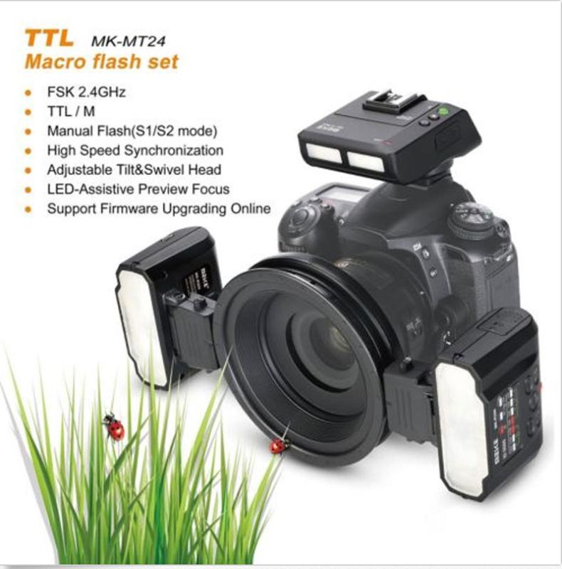 

Meike -MT24 2.4G Wireless Macro Flash Twin Lite Flash Light for D800 D7000 D2 D3 Mirrorless CamerasL