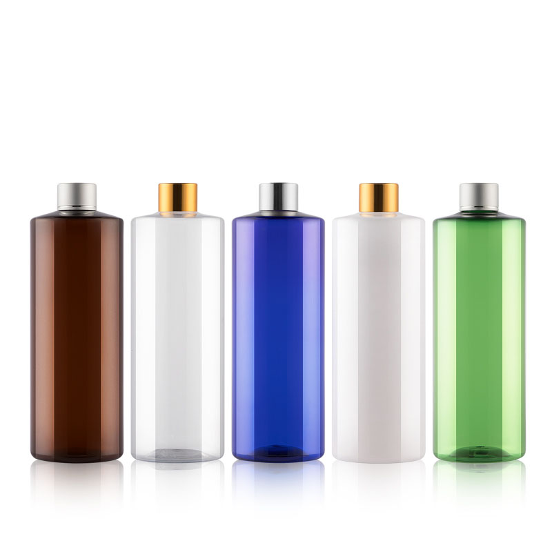 

12Pcs 500ml Anodized Aluminum Screw Cap Bottles PET Plastic Cosmetic Containers With Gold Silver Matte Silver Screw Lid