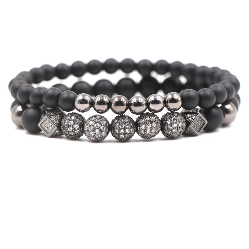 

Hot 2pcs/set 2 Style Couples Distance Bracelet Natural Stone Roundness Beaded Bracelet For Men Women Friend Gift Charm Jewelry