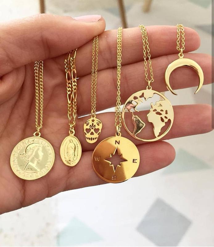 

Gold Necklace Pendant Necklace Gold Chain Statement Jewelry Gift For Friend For Family