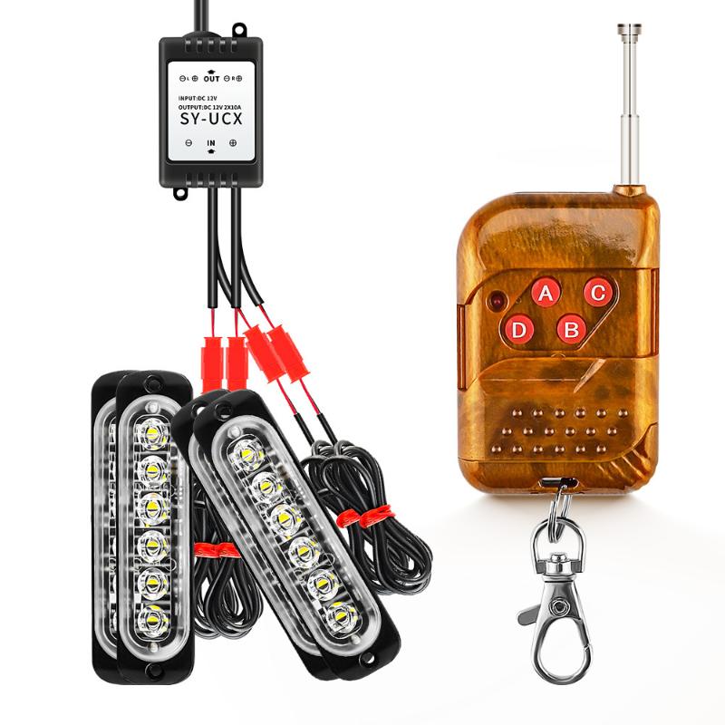 

Wireless Flash Light 6-LED Cars Pickups Ships Trucks Red Blue Strobe Truck, As pic