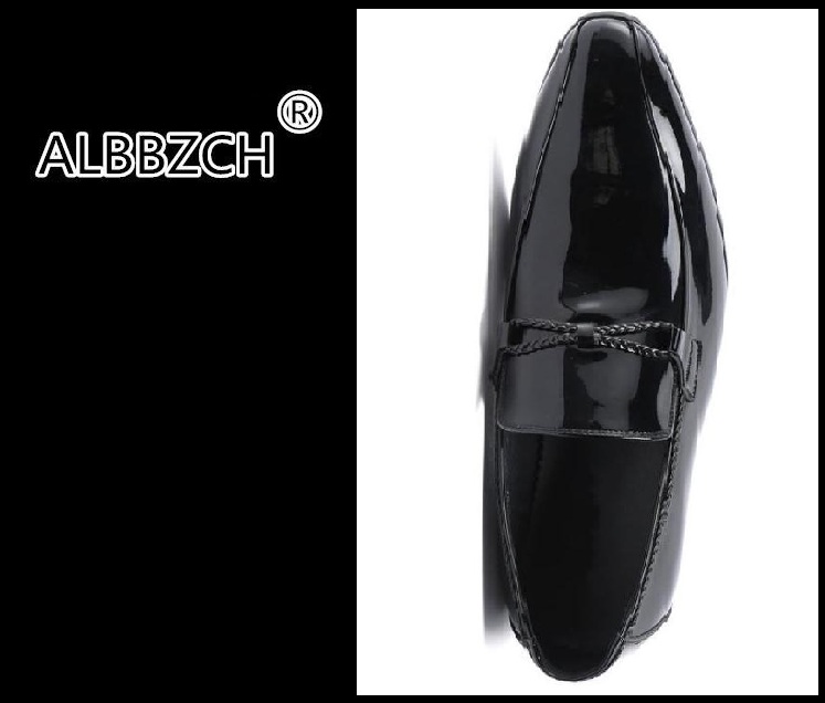 

Patent Leather Dress Men Shoes Men's Slip On Wedding Shoes Black Quality Cow Leather Pointed Toe Trending Business Casual
