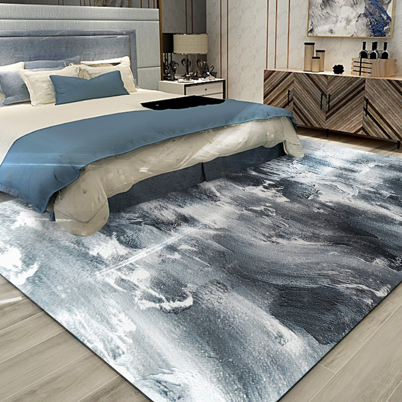 

Euramerica Style Parlor Rug Soft Anti-slip Bedroom Bedside Mat Kitchen Balcony Area Rug Abstract Inkjet Large Living Room Carpet, No.2