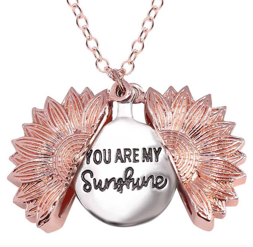 

Hot explosion-shaped fashion flower-shaped necklace alloy flowers sunflower double lettering necklace can open clavicle chain