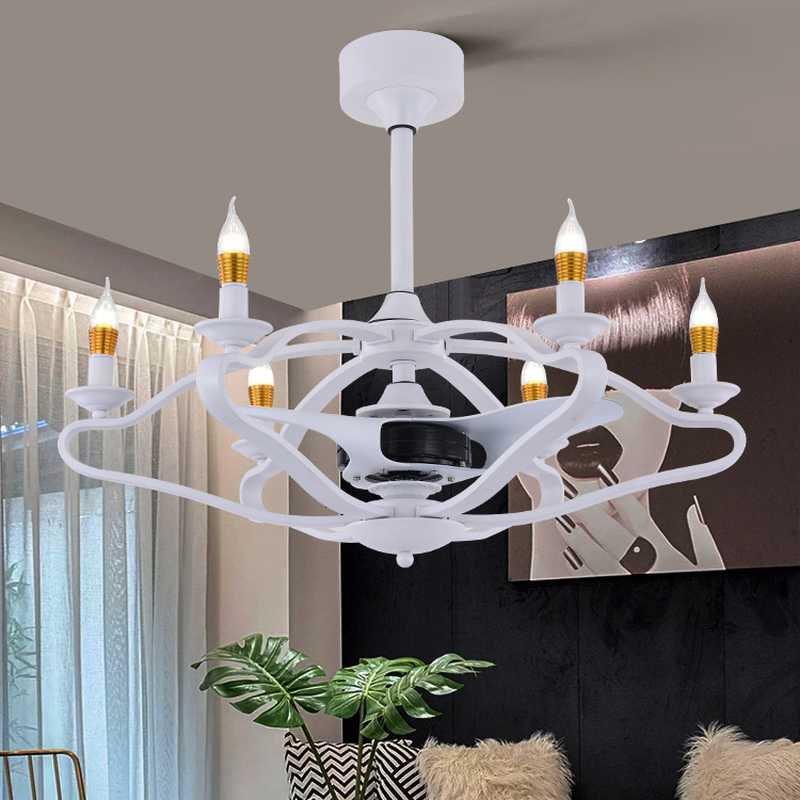 

Modern Minimalist Ceiling Fan Light Home Ceiling Fan Living Room Mute Electric Round Restaurant with Light