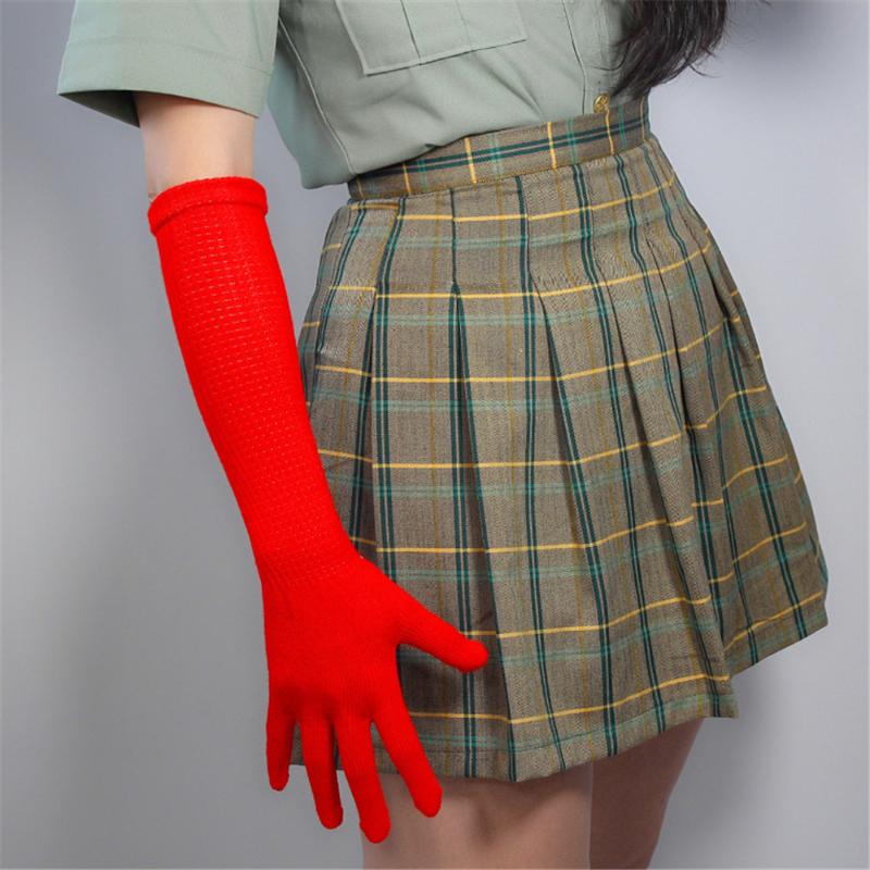 

Long Wool Gloves 40cm Knitting Five Fngers High Elasticity With Wool Female Models Warm Big Red Ex-Factory Price ZZ40-5