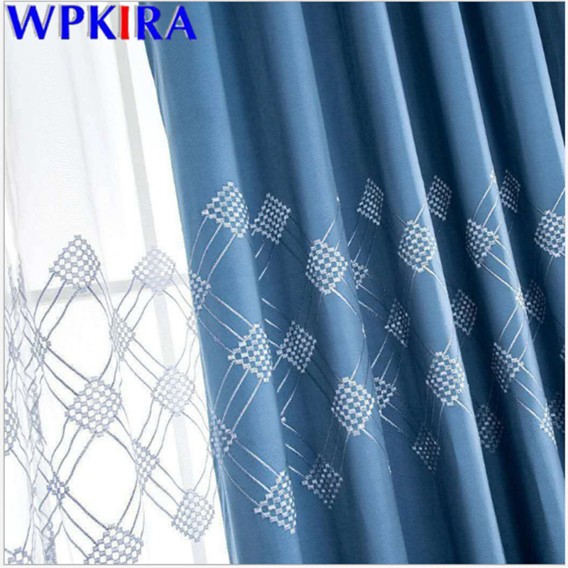 

3D Geometric Curtains Blackout For Living Room Bedroom Window Blinds Sheer Curtain Embroidery Kitchen Drape Panel 1pc X-AD463#30, White tulle