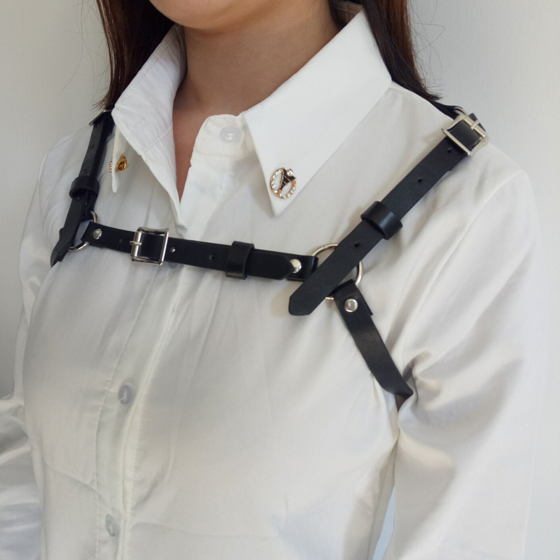 

New Punk Gothic Harajuku Style Handmade Faux Leather Women Waist Belts Straps Harness Body Bondage Apparel Accessories, As pic
