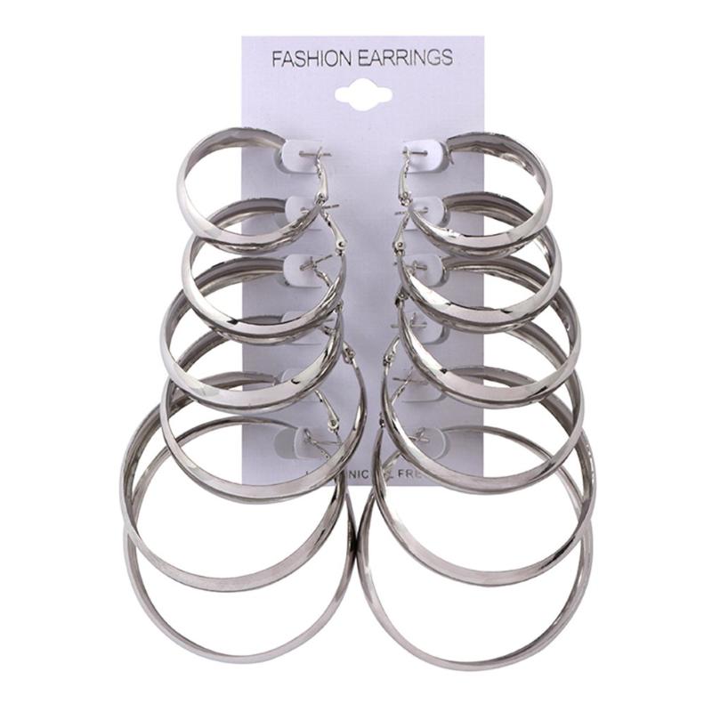 

6 Pair Female Earrings Fashion Simple Personality Earrings Jewelry Accessories