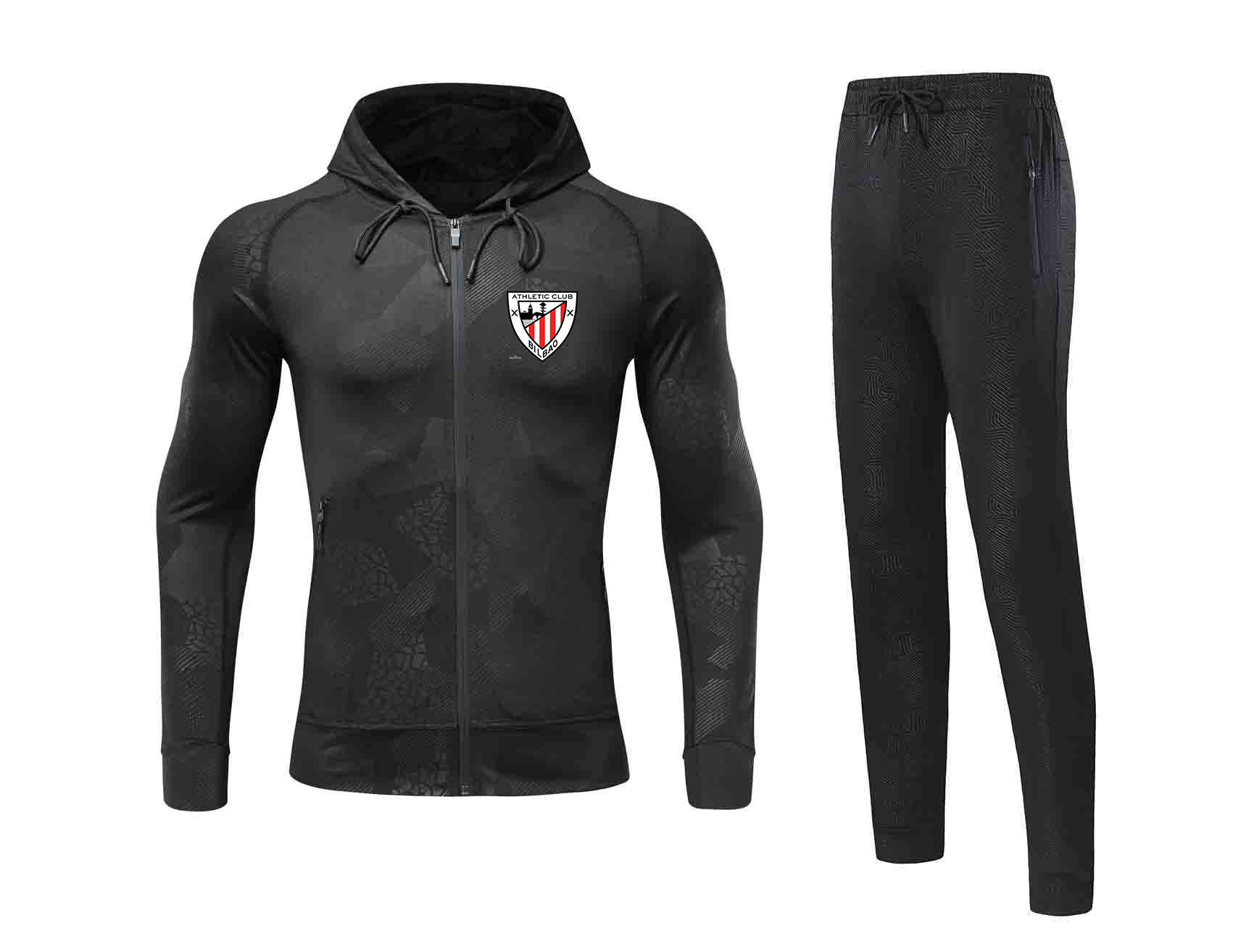 

Athletic Bilbao FC New Soccer Sets Design Training Sportswear Best Men Football Tracksuit Full Zip Warm Up Football Jacket and Pant, Black;brown