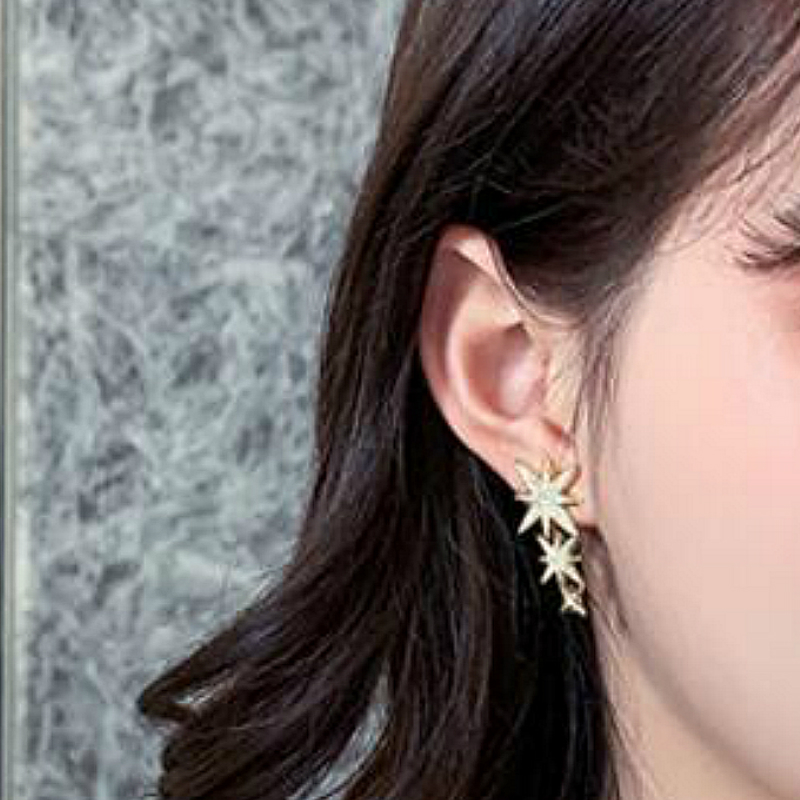 

Exquisite Women Earrings Set Star Crystal Asymmetric Geometric Gold Stud Earring Valentine's Day Gift Jewelry