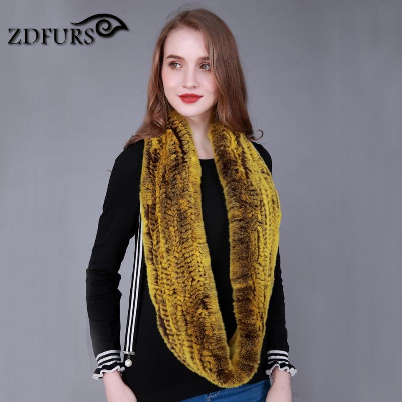 

ZDFURS * Women Infinity fur scarf Circle long fur scarf winter warm street fashion rex