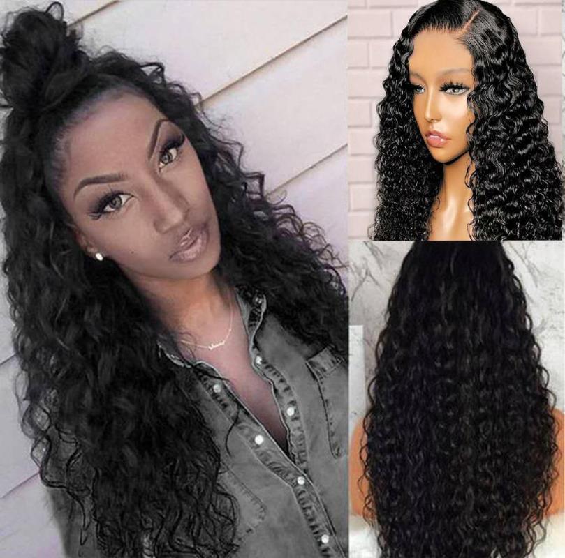 

Deep Part Curly Silk Base Top 4x4inch Lace front Closure Wig 130 180 250 Density Human Hair Wigs For Black Women Bleach knots, U opening wig