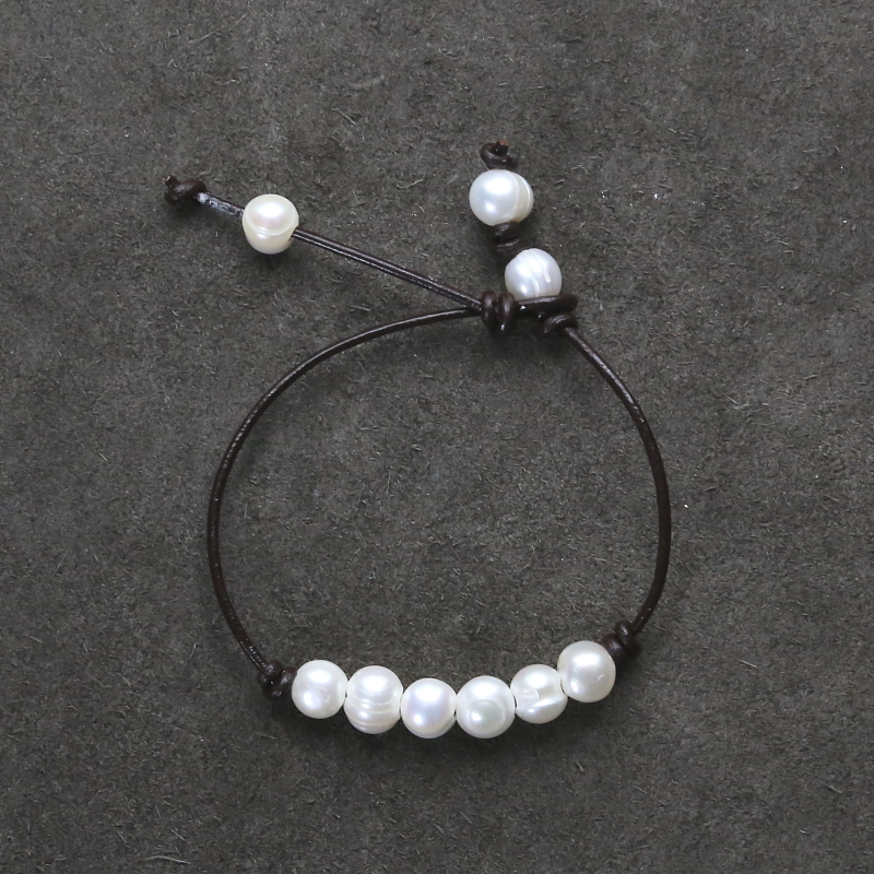 

High End 8mm Freshwater Pearl Wrap Bracelets Vintage Braid Bead Bracelet Pearl On Leather Jewelry Women Dropshipping