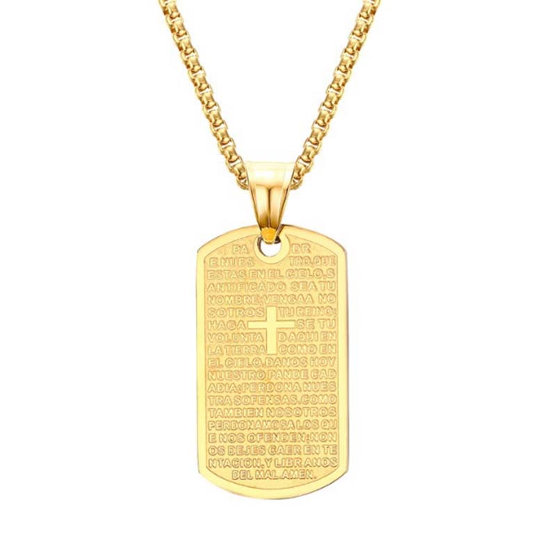 

Cross Pendant Dog Tag Necklace For Men Power Necklace Stainless Steel Luxury Rock Hip Hop Men Jewelry Friendship Gift 23