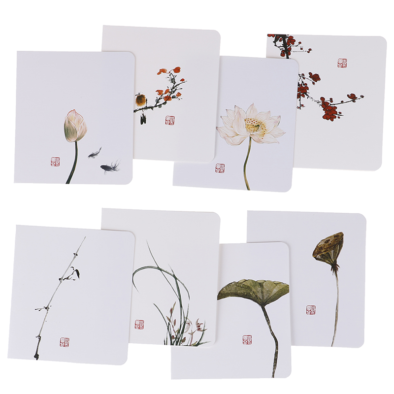 

5pcs/pack Creative Classical Chinese Greeting Card White Message Diy Folding Birthday Christmas New Year's Day Blessing Card