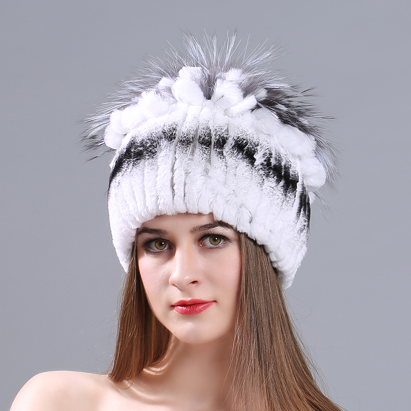 

MIARA.L new otter hair top big flower hat lady's straw hat winter thickening fashionable joker warm manufacturer whol, White