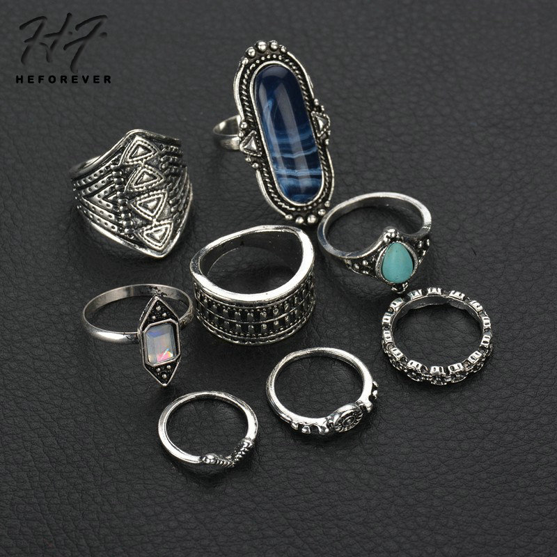 

Ethnic Silver Color Resin Zircon Midi Rings for Women 8PCS/Set Boho Knuckle Ring Fashion Jewelry for PartyKB165 KB166 KB167