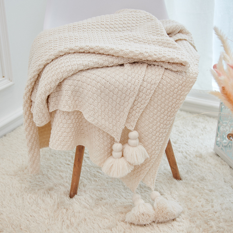 

Nordic tassel knitted ball Wool carpet knitted blanket Air conditioning blanket Covers Gift Quilt