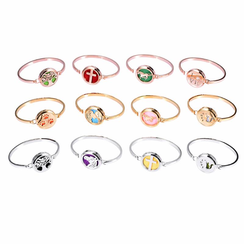 

30mm Perfume Locket Bangle Christmas Gift 316L Stainless Steel Essential Oil Diffuser Magnetic Bracelet Oil 12 Pads as Gift