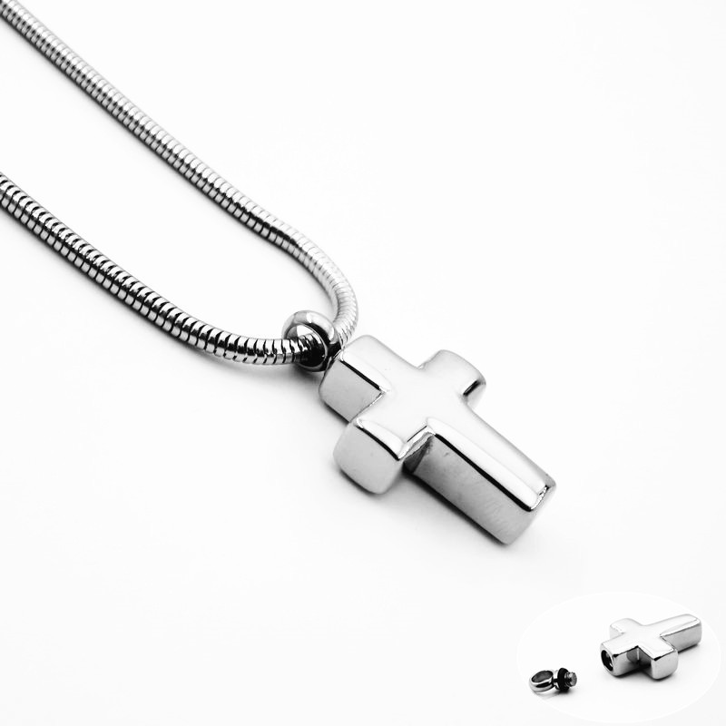 

Blank 316L Stainless Steel Can Be Open Cross Necklace Pendant Commemorative Ashes Charm Pendant Jewelry