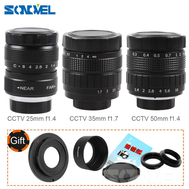 

FUJIAN 35mm F1.7 CCTV Movie Lens + 25mm f1.4 TV Lens + 50mm f1.4 TV for SONY E Mount A6500 A6300 A6100 NEX Series Camera